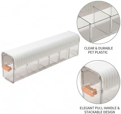 Clear PET Plastic Storage Box with Dividers, Stackable Organizer for Socks & Underwear, Bin for Closet & Bathroom (1 Pack)