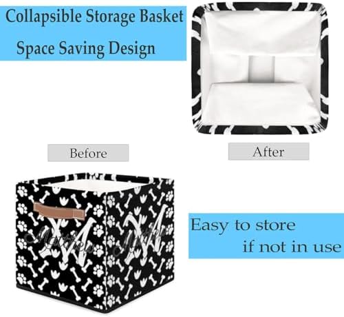 Personalized Storage Baskets for Organizing, Foldable Storage Bins with Handles Custom Cute Basket for Boys, Girls, Pet, Clothes, Blanket, Bedroom Nursery Toy Storage Gift,13 x13 x13 In, Bone Claw