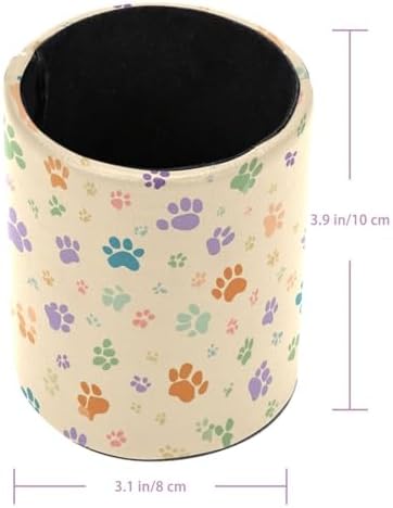Faux Leather Pen Holder for Desk, Pencil Organizer Pet Paws Pen Cup Desk Decor Makeup Brush Holder Storage for Office Home