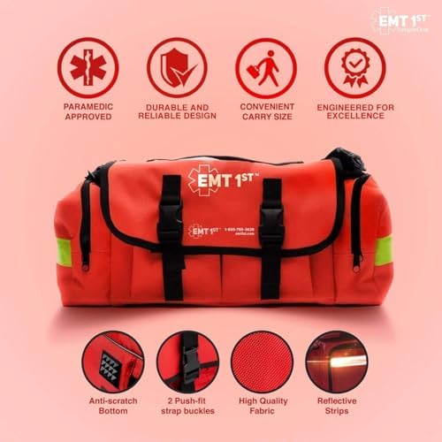 EMT 1st Emergency First Aid Kit Empty Compact EMT Bag for Car, Home Travel | Emergency Responder Compact Medical Kit Bag for first Aid supplies - Emergency Preparedness