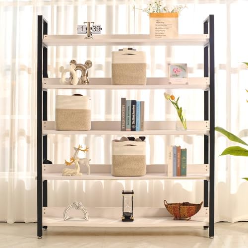 ICERZCZ 13 Inch Cube Closet Storage Bins, Woven Cotton Rope Organizer Baskets for Organizing & Shelves, Books, Towels, Clothes, Toys, 13x13x13 in, Off White & Brown (Pack of 3)