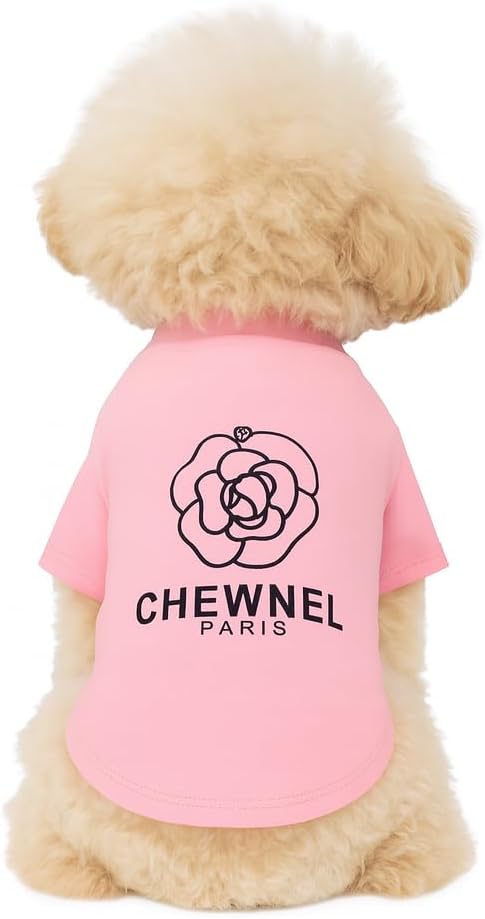 Dog T-Shirts for Small Dogs, Designer Dog Clothes, Luxury Chewnel Print Tee | Dog T-shirts for small dogs; soft lightweight designer dog clothes with luxury comfort for Chihuahuas, Yorkies and Dachshunds