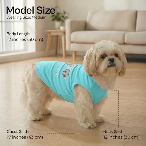 Parisian Pet Beach Dog Shirt – 100% Cotton Shirts for Medium Dogs – Sleeveless Pet Vest – Lightweight and Breathable Dogs Apparel – Cute Summer Dog Clothes - Stretchy T Shirts for Pets