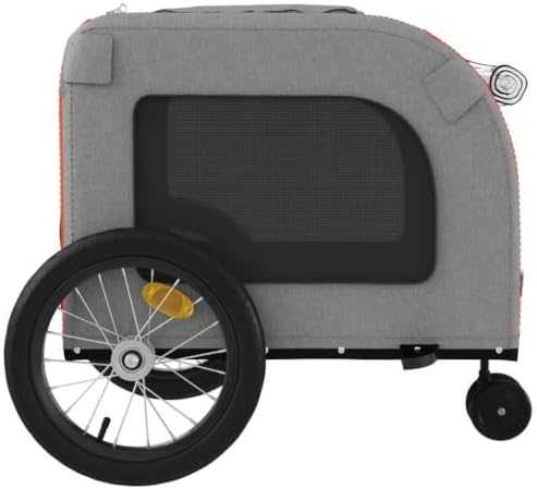 Pet Bike Trailer for Small Dogs, Foldable Bicycle Cargo Trailer with Quick-Release Wheels and Safety Flag, Orange and Gray