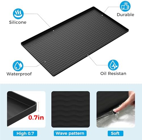 URMONA 40 x 22 in Waterproof Silicone Under Sink Mat, Cabinet Protector