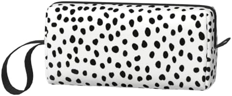 Polka Dot Makeup Bag for Women with Wrist Strap | Durable 600D Oxford Fabric, Impact-Resistant & Compact, Travel Cosmetic & Makeup Organizer for Gym & Daily Use