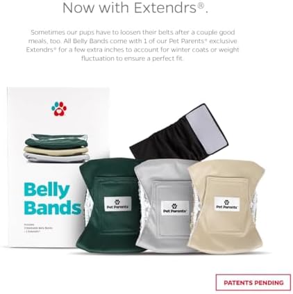 Pet Parents® Washable Belly Bands for Male Dogs (3pack) + Extendrs® of Durable Dog Diapers Male, Premium Male Dog Diapers & Dog Wraps (X-Large, Spruce)