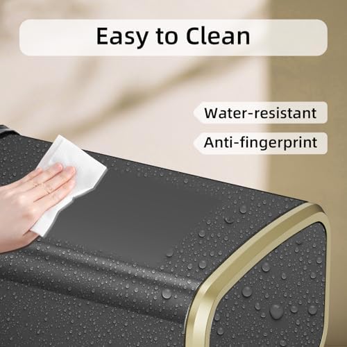 8L/2.1 Gal Small Bathroom Trash Can with Lid, Swing-Top Rectangular Waste Bin, Stainless Steel Garbage Can for Home, Office, Toilet, Bedroom, Living Room (Titanium Black)