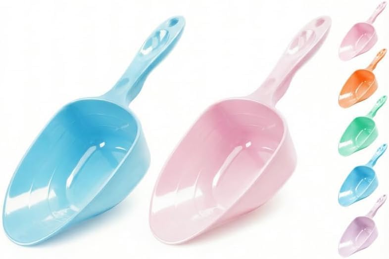 Melamine Pet Food Measuring Scoop, 1 Cup 1/2 Cup 1/4 Cup with Clear Measurement Lines for Dog, Cat, Bird, and Rabbit, Durable, Ergonomic Handle, Dishwasher safe-Baby Blue & Baby Pink