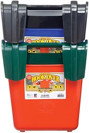 Little Giant® Plastic Hook Over Feeder | Mountable Livestock & Pet Feed Bucket | Horse Feed Bucket | Made in USA | 15 Quarts | Black
