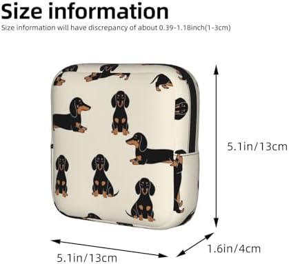 Feminine Product Organizer with Zipper, Polyester Sanitary Pad Bag Cartoon Dachshund Weiner Dog Pet Dogs, Portable Holder for Nursing Pad Panty Liners