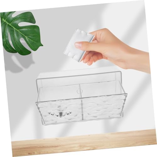 PartyKindom Makeup Organizer Wall Storage Box Durable Cotton Pad Holder with Lid for Easy Access Capacity for Daily Use Sturdy Pet Material for Bathroom Vanity Storage