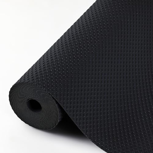 Hersvin Shelf Liners, 20 in x 20 ft Kitchen Drawer Mats, Non-Adhesive EVA Cupboard Protector, Cabinet Lining (Black Dot)