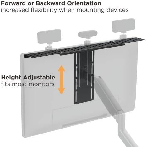 Mount Plus MDS12-3 Wide All-In-One VESA Compatible Monitor Shelf for Device Organizer,Perfect for Online Meetings and Live Streaming Such As Cameras, Webcams,Height Adjustable (27.2" Wide)