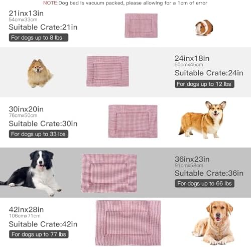 BVAGSS Reversible Dog Crate Pad, Memory Foam Pet Bed Mat, Soft Warm Machine Washable Sleeping Kennel Mattress for Small Medium Dogs XH079 (21''x13''x1.6'',Pink)