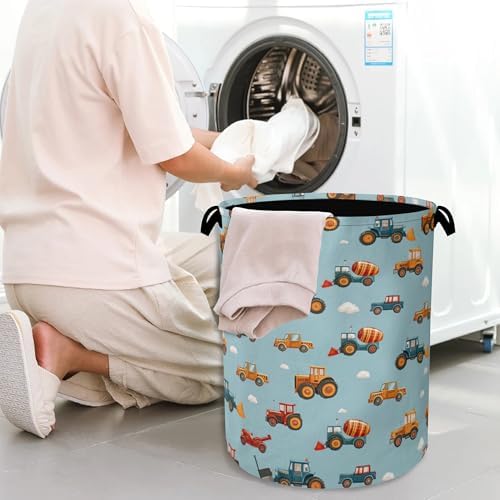 Cute Cars Laundry Basket,Foldable Oxford Cloth Tote Bag Laundry Hamper Clothes Storage Bucket Organizer for Bedroom Laundry Storage Dormitories 16" x 20.8"