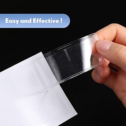 Epakh 200 Pcs 1.2 x 4.3'' Self Adhesive Label Holders Shelf Tag Pockets | Insert Card Sleeves for Storage Bin Shelving Warehouse Office Retail Drawer Mailbox Organization Identification