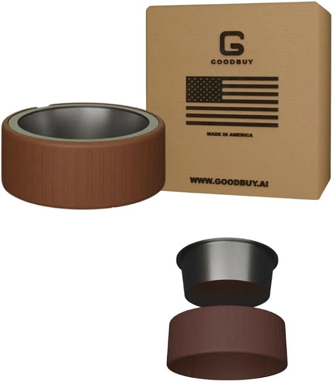 Pet Station Elevated Dog Bowl Stand for 6.8 in. Bowls - 3D Printed Dog Feeder - Adjustable Height Legs and Magnetic Fridge Mount Feeding Station - Made in USA (Brown, Bowl)