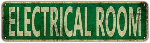 Electrical Room Street Sign, Vintage Tin Sign, Wall Decor For Home Farmhouse Bar Cafe Garage, Indoor Outdoor Decoration For Utility Area Home Decor Holiday Gift 16x4 Inch