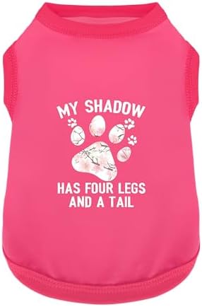 Discover Cozy Cotton Canine Wear: Soft, Lightweight, and Breathable Dog Shirt Vest with Eye-Catching Graphics (My Shadow HAS Four LESGS and A Tail), Keeping Your Furry Friend Warm! Rose Pink M