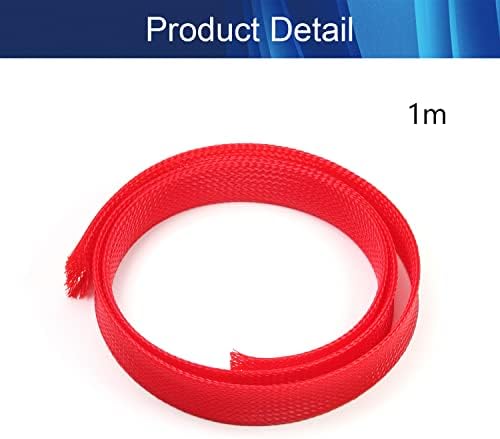 Jutagoss PET Expandable Braided Cable Sleeve, 3.28ft - 0.79 inch Red Cable Management Sleeve, Wire Loom Tube Cord Protector for USB Cable, Power Cord, Audio Video and More, 1Pc