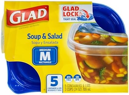 Glad GladWare Medium Rectangle Food Storage Containers, 24 Oz, 5 Count, 24 oz (Pack of 6)