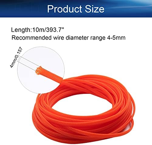 Bettomshin 1Pc 32.8Ft(10m) Cable Management Sleeve, 3/16"(4mm) Width PET Orange Cord Protector, Wire Loom Tube Insulated Split Sleeving for USB Cable Power Cord Organizer Video Cable Hider