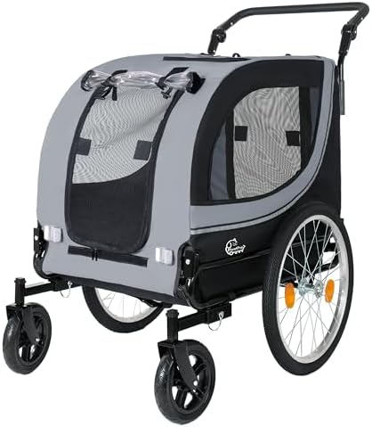 2-in-1 Dog Bike Trailer & Pet Stroller for Dogs Up to 100lbs, Foldable Pet