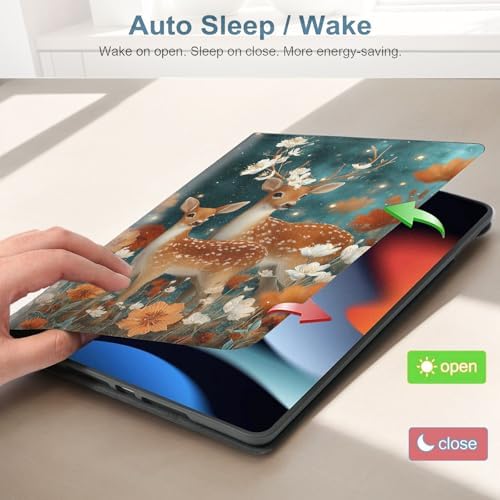 for Samsung Galaxy Tab S5e 10.5 Inch 2019 (SM-T720/T725/T727) Tablet Protective Cover with Adjustable Stand and Magnetic Auto Wake/Sleep,Deer Family