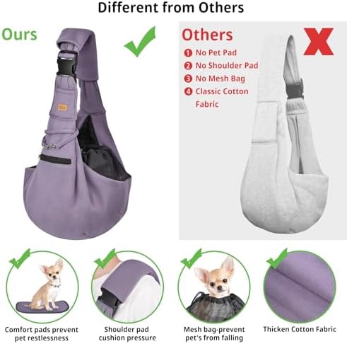 CUBY Dog and Cat Sling Carrier - Hands Free Reversible Pet Papoose Bag - Soft Pouch and Tote Design - Suitable for Puppy, Small Dogs Cats Outdoor