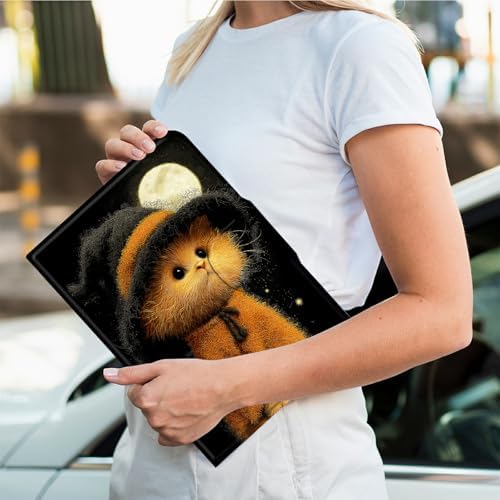 Rotating Handle Case for Samsung Galaxy Tab S8 Plus 2022/S7 FE 2021/S7 Plus 2020 12.4 Inch, 360 Degree Swivel Kickstand with Magnetic Closure Leather Protective Cover, Black Hat Kitten