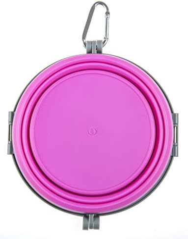 Loving Pets Bella Roma Collapsible Dog Bowls - Silicone Dog Bowls, Foldable Bowl, Puppy Essentials & Hiking Pet Supplies Great for Home & Travel (Pink, Medium)
