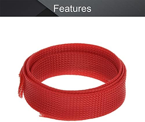 Othmro 1m/3.28ft PET Expandable Braid Cable Sleeving Flexible Wire Mesh Sleeve Red,for Power Cord Audio Video Cables Protecting from Pets Chewing