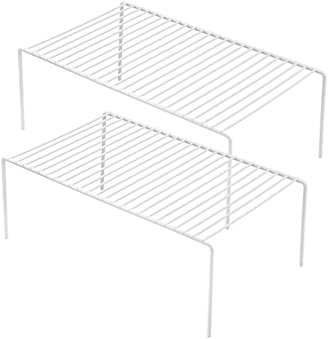 Redrubbit Large (15.7 x 9. 4 Inch) Cabinet Storage Shelf Rack, Rustproof Kitchen Counter and Cabinet Shelf, Storage Rack Organizer for Kitchen, Fridge, Cabinet, Bathroom, Set of 2