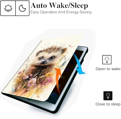 for Microsoft Surface Pro X/Pro X Plus-13 2019/2020/2021/2024 Tablet Case,Auto Wake/Sleep,Adjustable Stand Protective Cover - Cute Hedgehog Flower