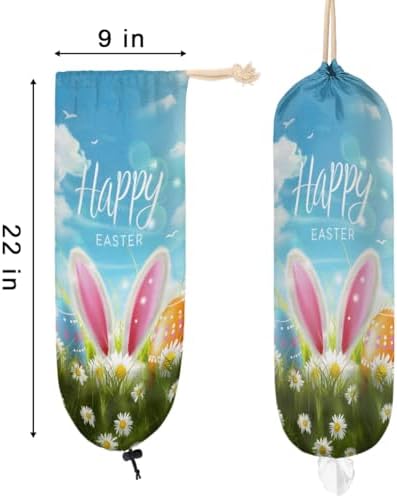 Pardick Plastic Bag Holder, Easter Egg Bunny Grocery Bag Holder for Shopping Bags, Wall Mount Plastic Bag Storage Organizer Dispenser, Storage Holder for Home Kitchen Camper,A-13