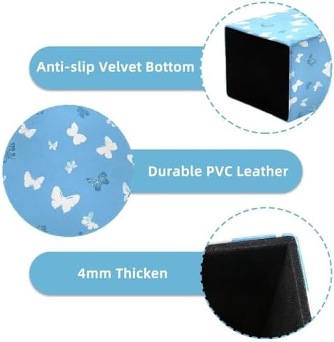 Butterflies Pen Holder for Desk Decor, Rectangular PVC Leather Pencil Cup for Desk Pen Organizer, Makeup Brush Holder for School, Home, Office