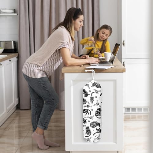 Cat Grocery Bag Holder and Dispenser Cat Lover Plastic Bags Organizer | Garbage Shopping Trash Bags Storage for Kitchen Farmhouse Home Decor Housewarming Gifts for Women Friends Cat Lover