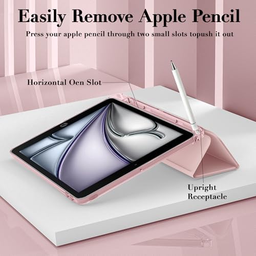 Cute Pink Lolipop Case for 11" iPad Air(2024), Clear TPU Smart Stand Back Cover with Pencil Holder, Auto Wake/Sleep Foldable Shockproof Protective Case