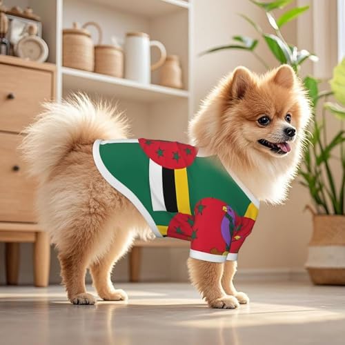 Dominica Flag Dog Shirt Pet Cotton T-Shirt Breathable Dog Clothes