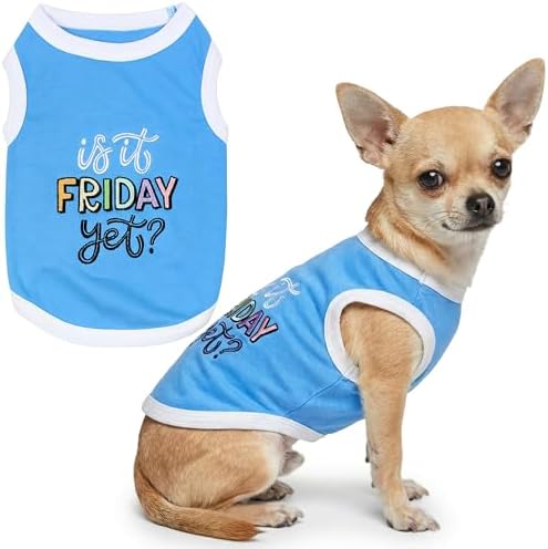 Parisian Pet Dog Shirt – 100% Cotton Shirts for Small Dogs – Sleeveless Puppy Vest – Lightweight and Breathable Pet Apparel – Pullover Summer Dog Clothes - Stretchy Funny T Shirts for Dogs
