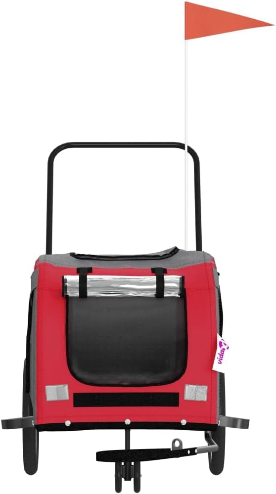 Pet Bike Trailer for Medium Dogs, Oxford Fabric Dog Bicycle Cargo Cart with Iron Frame, Orange and Gray