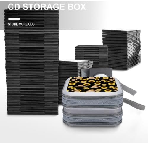 CD Case Organizer Sunflower Floral DVD Holder Wallet Protective Box | Disc Storage Binder with 40 Capacity, Rustic Sunflower Floral, Zipper, Hand Strap for Home Office Car
