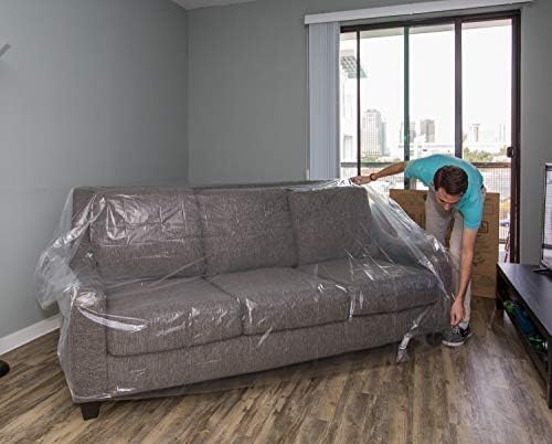U-Haul Moving & Storage Sofa Cover (Fits Sofas up to 8' Long) - Water Resistant Plastic Sheet Couch Protection - 42" x 134" (1-Pack)