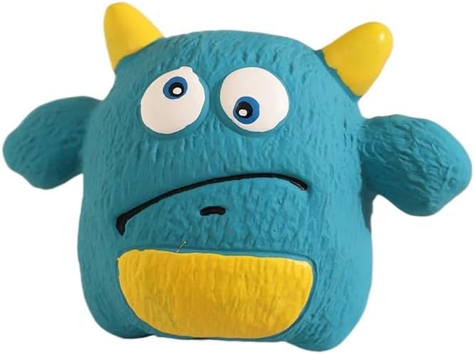 Dog Squeaky Toy, Monster Shape Chew for Small Medium Breeds Puppy Teething Relief Durable Latex for Biting Cleaning Interactive Washable Pet Supply (Blue)
