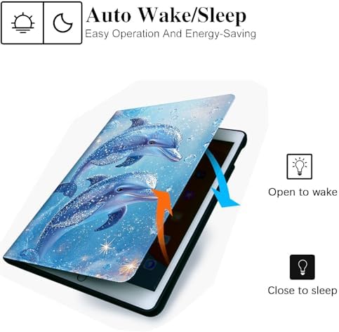for Microsoft Surface Pro X/Pro X Plus-13 2019/2020/2021/2024 Tablet Case,Auto Wake/Sleep,Adjustable Stand Protective Cover - Shiny Dolphin