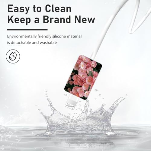 Flowers 4 PCS Cable Protector for iPhone Type-c Charger, Little Daisy/Pink Rose/Rosebuds Pattern Women Girls Phone Cable Case, Data Cable Saver,Charging Cord Protector for iPhone