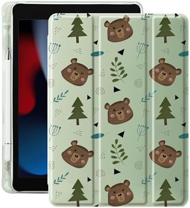 Cute Kawaii Bear Case for 10.5" iPad Pro(2017)/iPad Air 3, Clear TPU Smart Stand Back Cover with Pencil Holder, Auto Wake/Sleep Foldable Shockproof Protective Case