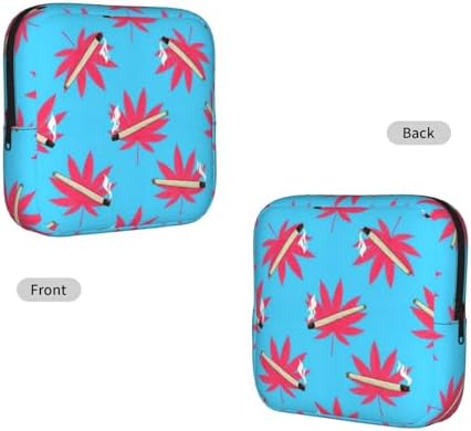Ladies Portable Period Storage Bag Cute Weedleaf, Cute Polyester Sanitary Napkin Pouch, Holiday Gifts for Women