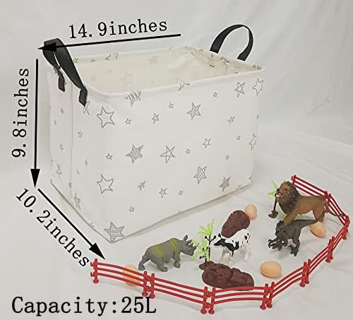 Baby Storage Basket Nursery Box Laundry Hamper Organization Bins for Toys and Clothes with Handles (Star)